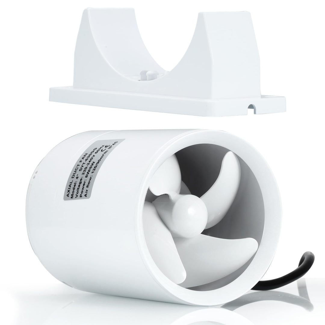 100mm Kanal Rohrventilator, Hoch / Niedrig Drehzahlregelbar Abluftventilator mit abnehmbarer Halteru