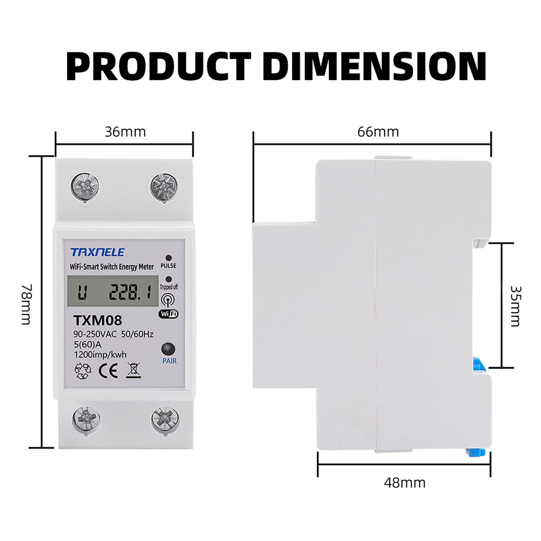 Einphasiger digitaler Energiez?hler WiFi Wireless AC 90-250V 110V 230V 60A Amperemeter Voltmeter Mul
