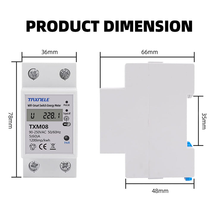Einphasiger digitaler Energiez?hler WiFi Wireless AC 90-250V 110V 230V 60A Amperemeter Voltmeter Mul