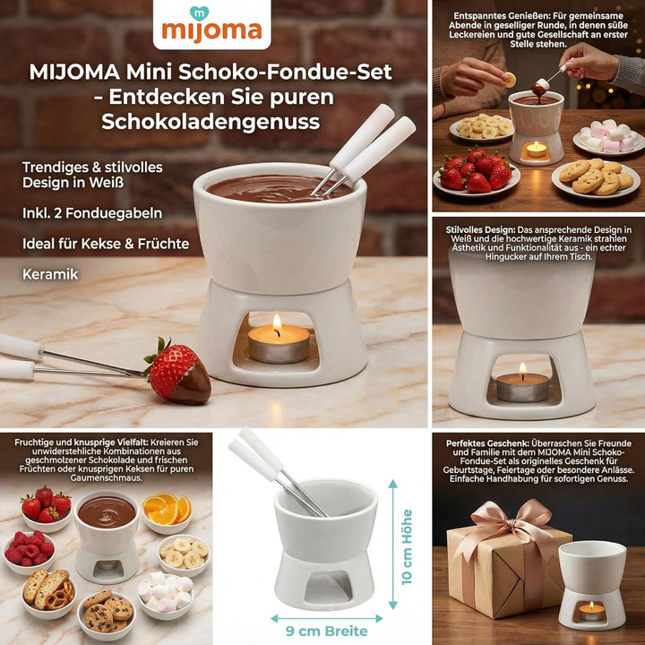 MIJOMA Mini Schoko-Fondue-Set - Entdecken Sie puren Schokoladengenuss - Trendiges & stilvolles Desig