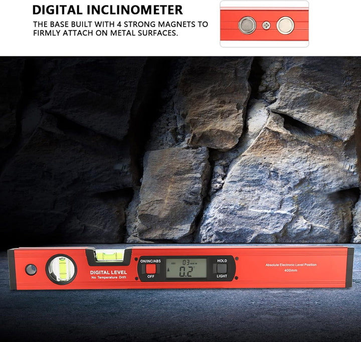 Professional Digitaler Neigungssensor, 360 ° Winkel Digitaler Wasserwaage mit LCD-Display Digitaler