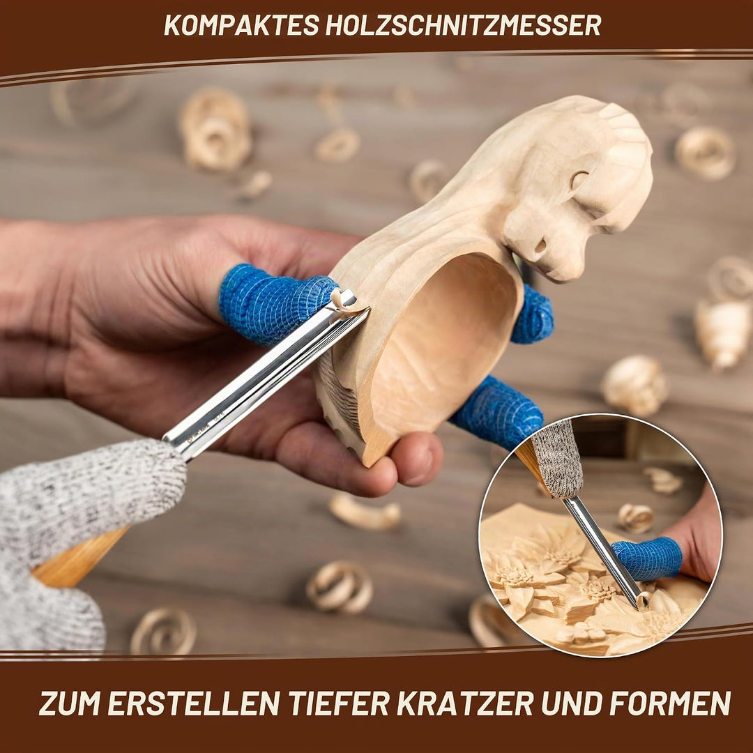 BeaverCraft Hohleisen zum Holzschnitzen K9/10 Holzschnitzerei kompakter Meissel Holzschnitzmesser fü
