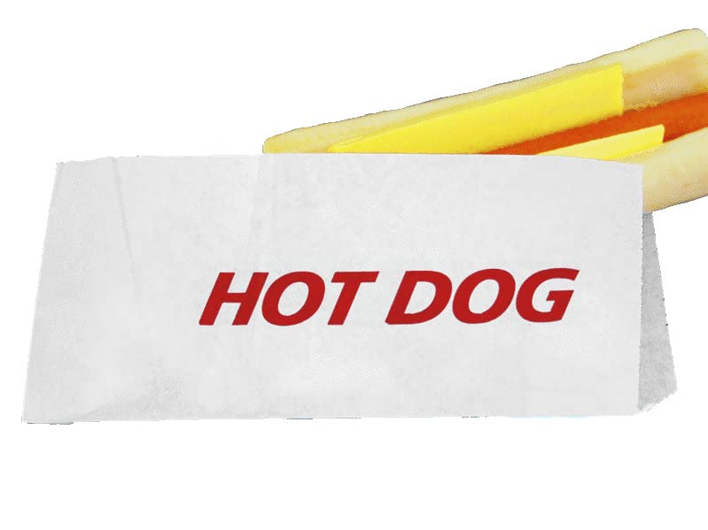 2000 Hot Dog Beutel Hotdog Taschen Anfasser 9x21cm Pergamentersatz Papier Fettdicht mit "Hot Dog" Au