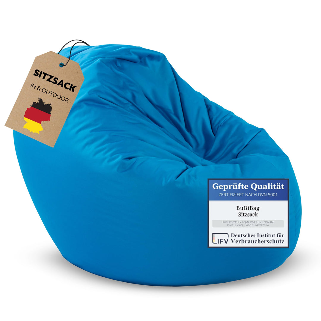 BuBiBag 2in1 Sitzsack L - XXL mit Füllung für Kinder &amp; Erwachsene, Gaming Beanbag &amp; Bodenkissen für