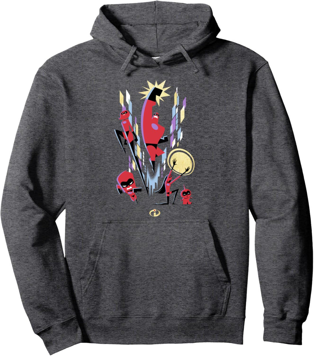 Disney Pixar Incredibles Bright Retro Group Shot Poster Pullover Hoodie