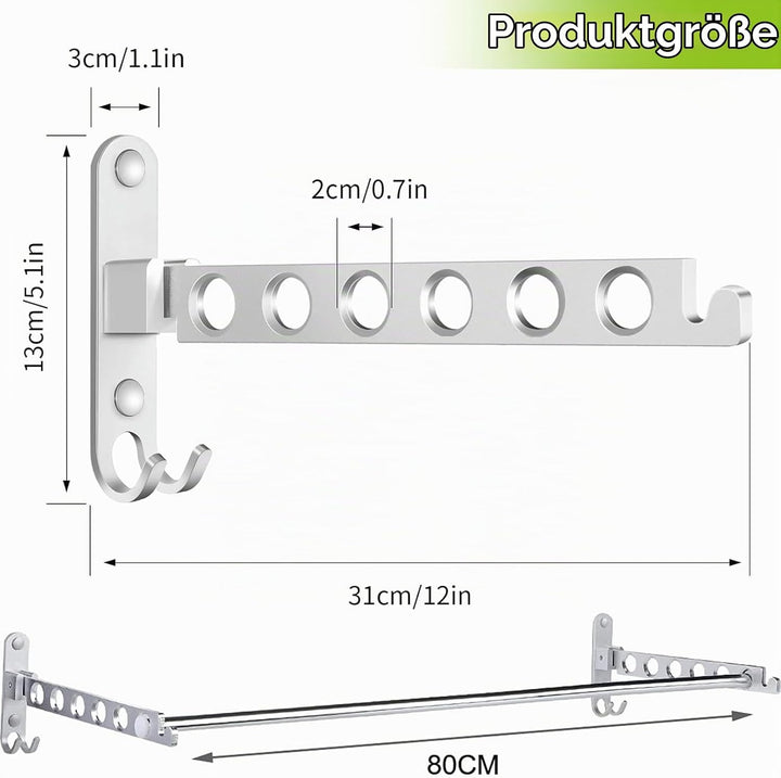 JOLY FANG Wand Kleiderlüfter, Kleiderständer kleiderhaken Klappbar mit Stange, Wandmontage Garderobe