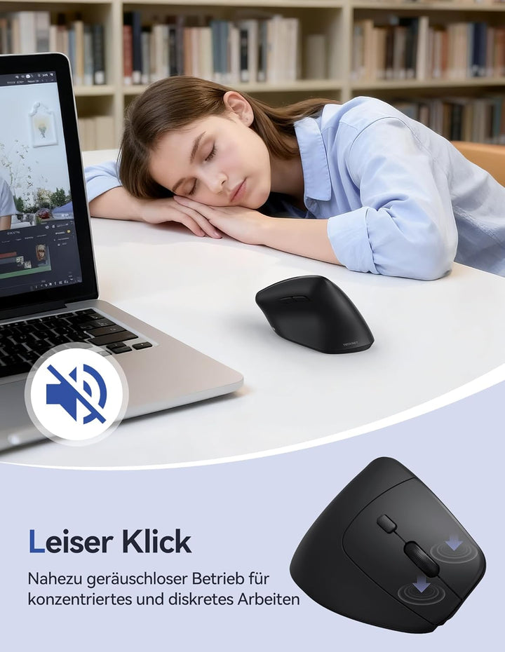 TECKNET Ergonomische Bluetooth Maus, 57g Leicht Wiederaufladbar Kabellose Vertikale Maus (BT 5.0/3.0