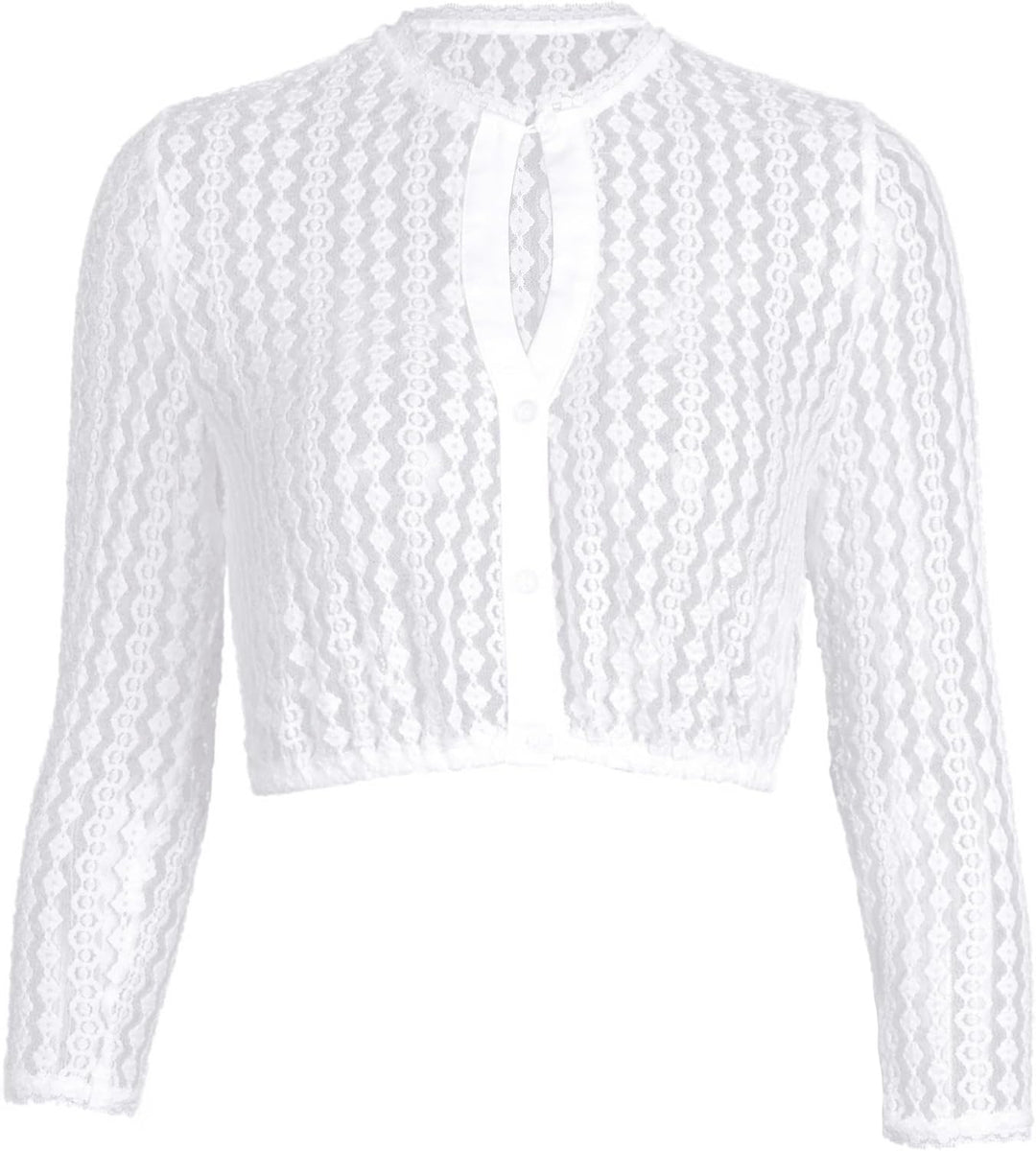 Kelliar Dirndl Bluse Damen Langarm Spitze 3/4 Arm Tropfen-Ausschnitt aus Exklusiver Kollektion Trach