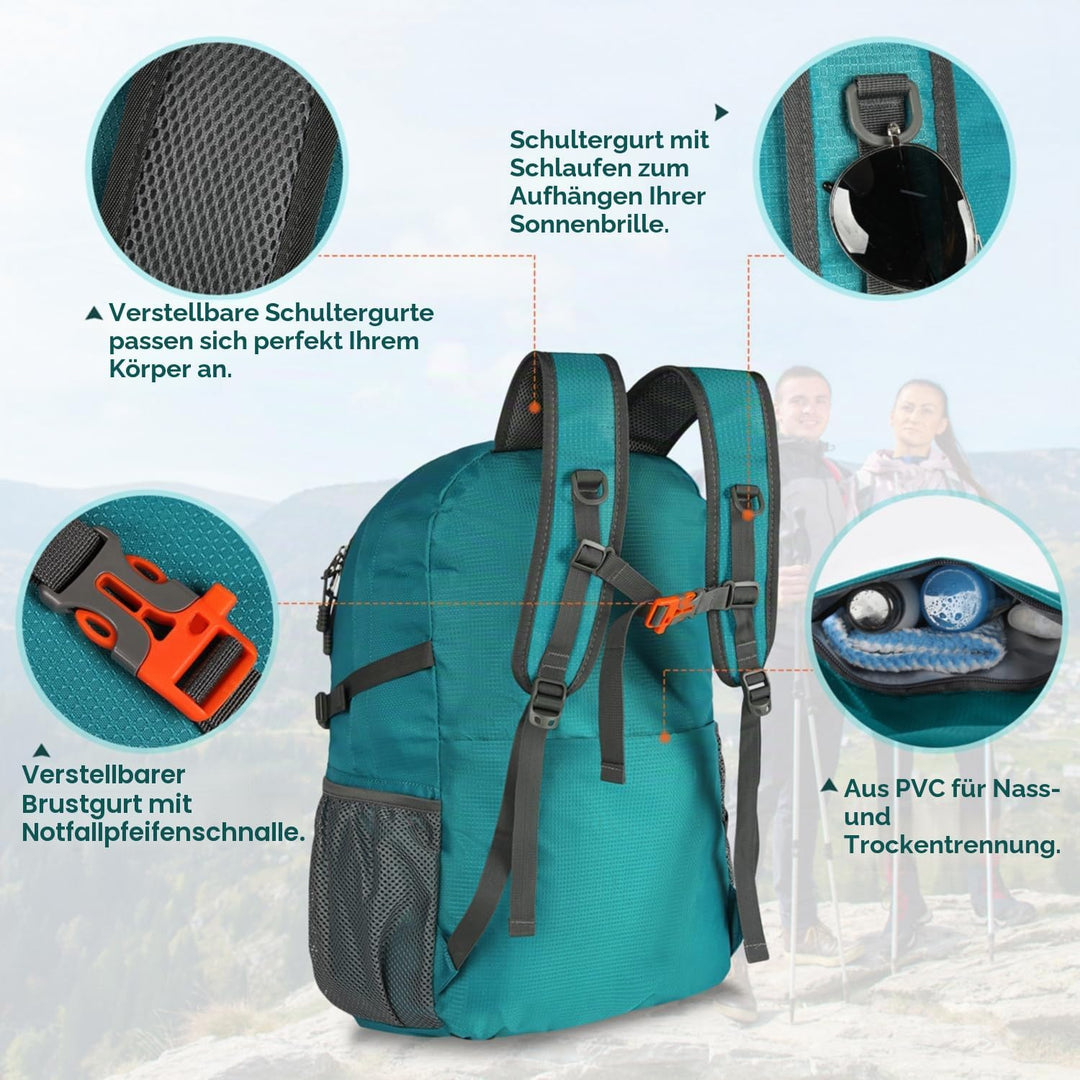 RAINSMORE Wanderrucksack Herren Damen 40L Wasserdichter Rucksack Leicht Gross Reiserucksack Trekking