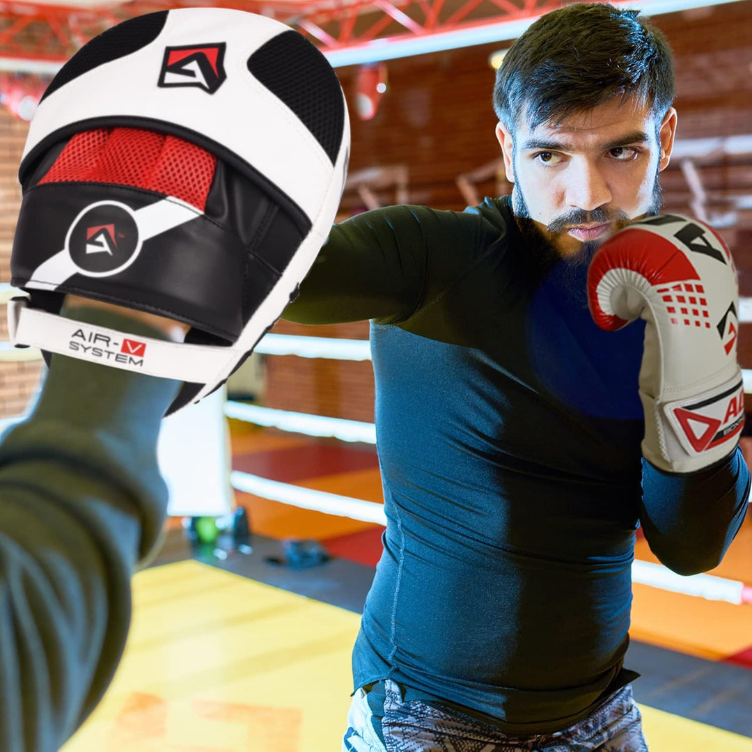 AQF Pratzen Boxen Rex Leder Handpratzen, Boxpads, Kampfsport Self Defense Trainerpratzen Schlagpolst