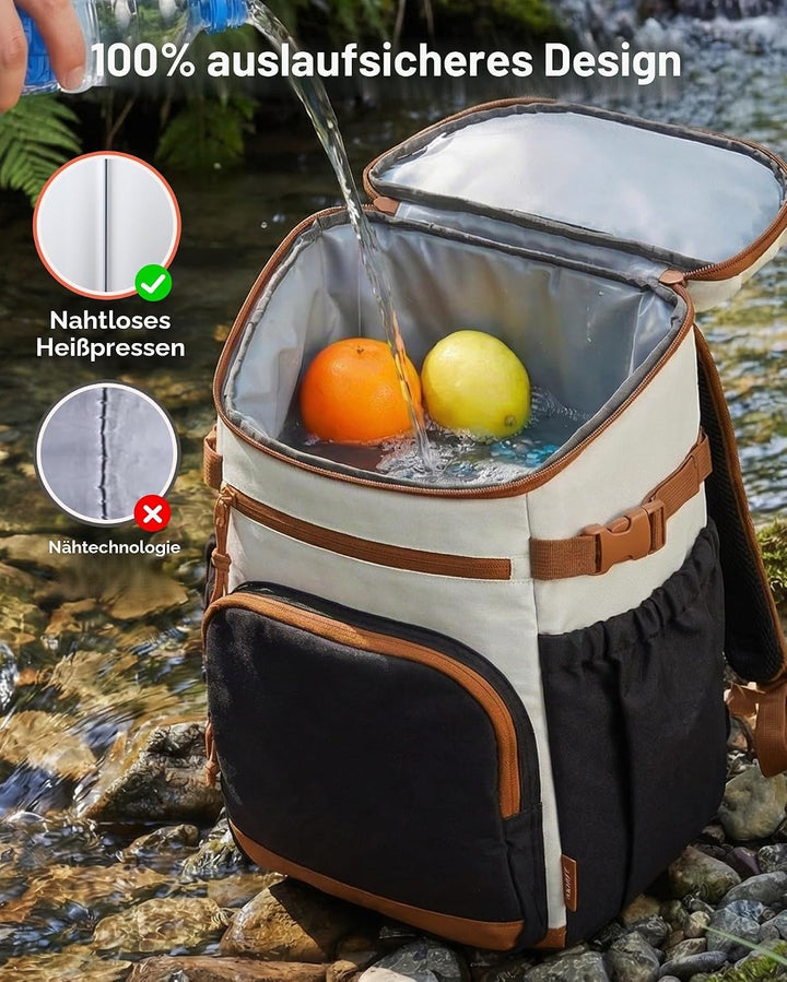TOURIT Isolierter Kühlrucksack 30 Dosen, Auslaufsichere Lunch Kühltasche mit Zwei Fächern Leichter,