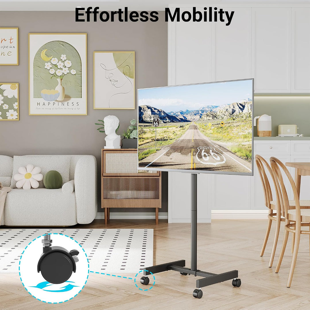 BONTNEC TV Ständer Rollbar für 13-49 Zoll Flat Curved TVs, Tragbarer Mobiler TV Wagen mit 4 Rollen,