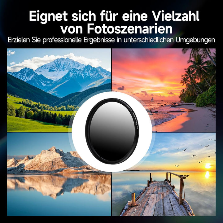 Rollei F:X Pro Grauverlaufs-Rundfilter Soft GND 8 Schraub-Filter mit drehbarem Ring zur Einstellung