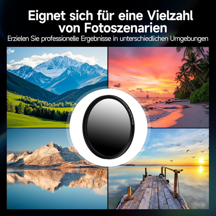 Rollei F:X Pro Grauverlaufs-Rundfilter Soft GND 8 Schraub-Filter mit drehbarem Ring zur Einstellung