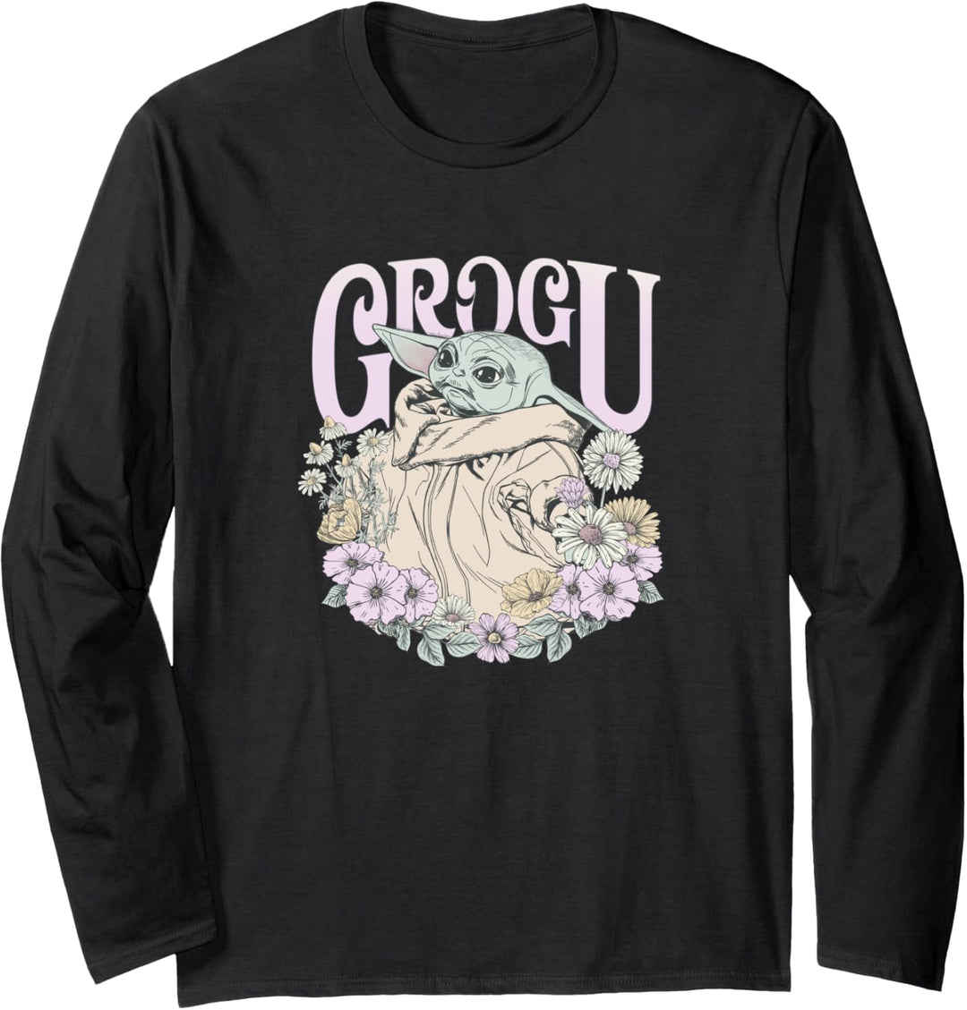 Star Wars: The Mandalorian Grogu Surrounded By Flowers Langarmshirt