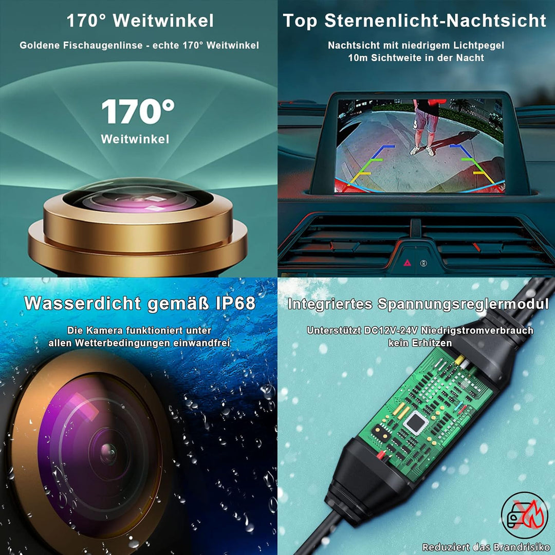 Auto Rückfahrkamera für Opel Astra H/Opel Zafira B/Corsa D/Vectra C/Insignia，GreenAuto 170 Grad Betr