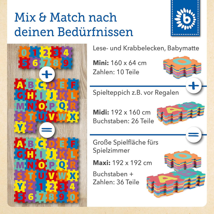 Bieco Puzzlematte, 60 TLG. | Spielmatte Baby | XXL Puzzle Kinder | Krabbeldecke Baby Spielmatte Kind
