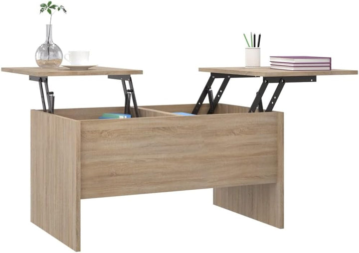 FIRBNUS 80x50x42,5 cm Couchtisch Höhenverstellbar Kleiner Beistelltisch Wohnzimmertisch Modern Stilv