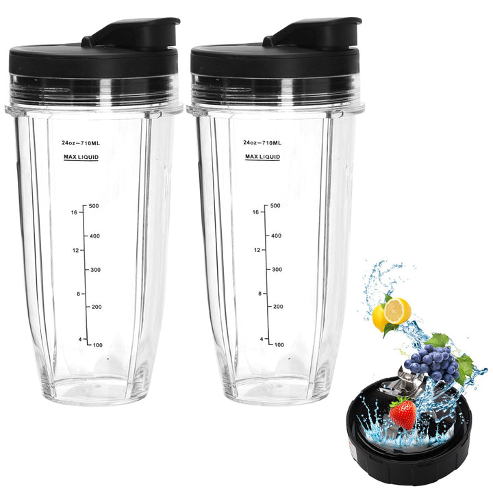 Mixer Ersatzteile für Ninja,2 Stück Blender Becher mit Herausnehmbarem Deckel,7 Flossen-Extraktor-Kl