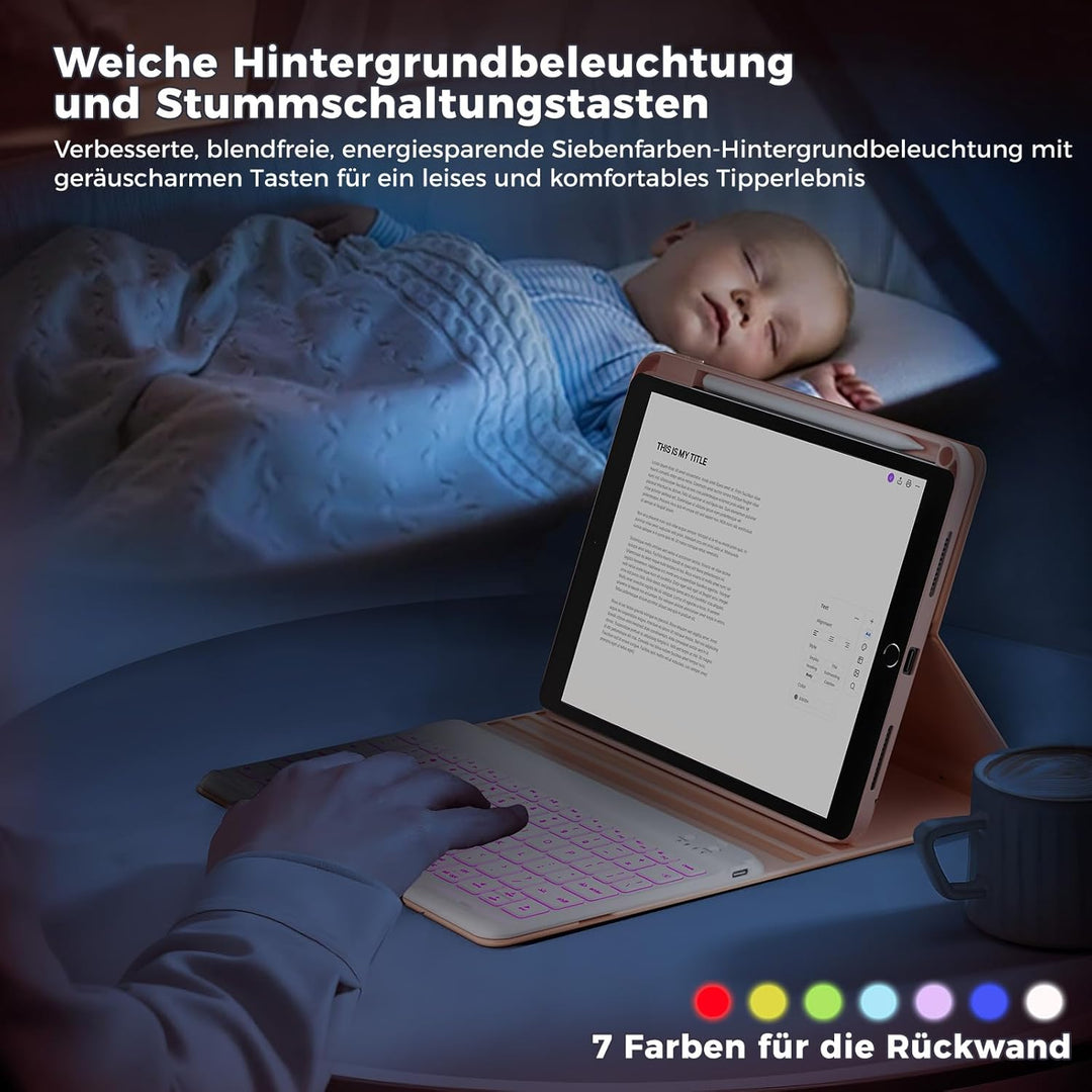 OYEEICE Hülle mit Tastatur für iPad A16 11 Generation 2025/10 Generation 2022 (11/10.9 Zoll), Vergrö