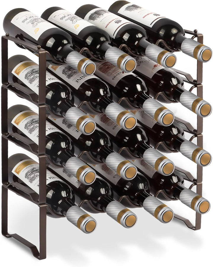 Weinregal Metall stapelbar flaschenregal für 16 Flaschen für Keller, bar und lagerraum, stabiles mod