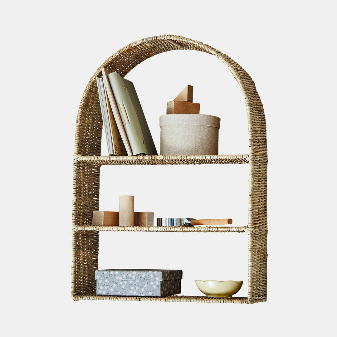 Loberon Wandregal Mavellan, braun | Handgeflochten - Ideal fürs Kinderzimmer - Natürlicher Look - Bü