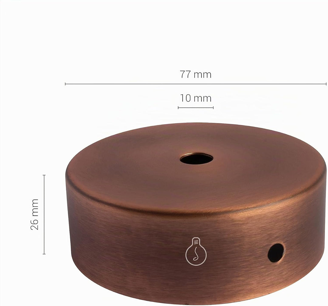 AMARCORDS - 5 Baldachin rosetten aus Metall, Farbe BRONZE, Lampengehäuse komplett mit Kabelklemmenzu