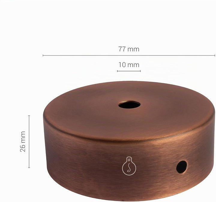 AMARCORDS - 5 Baldachin rosetten aus Metall, Farbe BRONZE, Lampengehäuse komplett mit Kabelklemmenzu