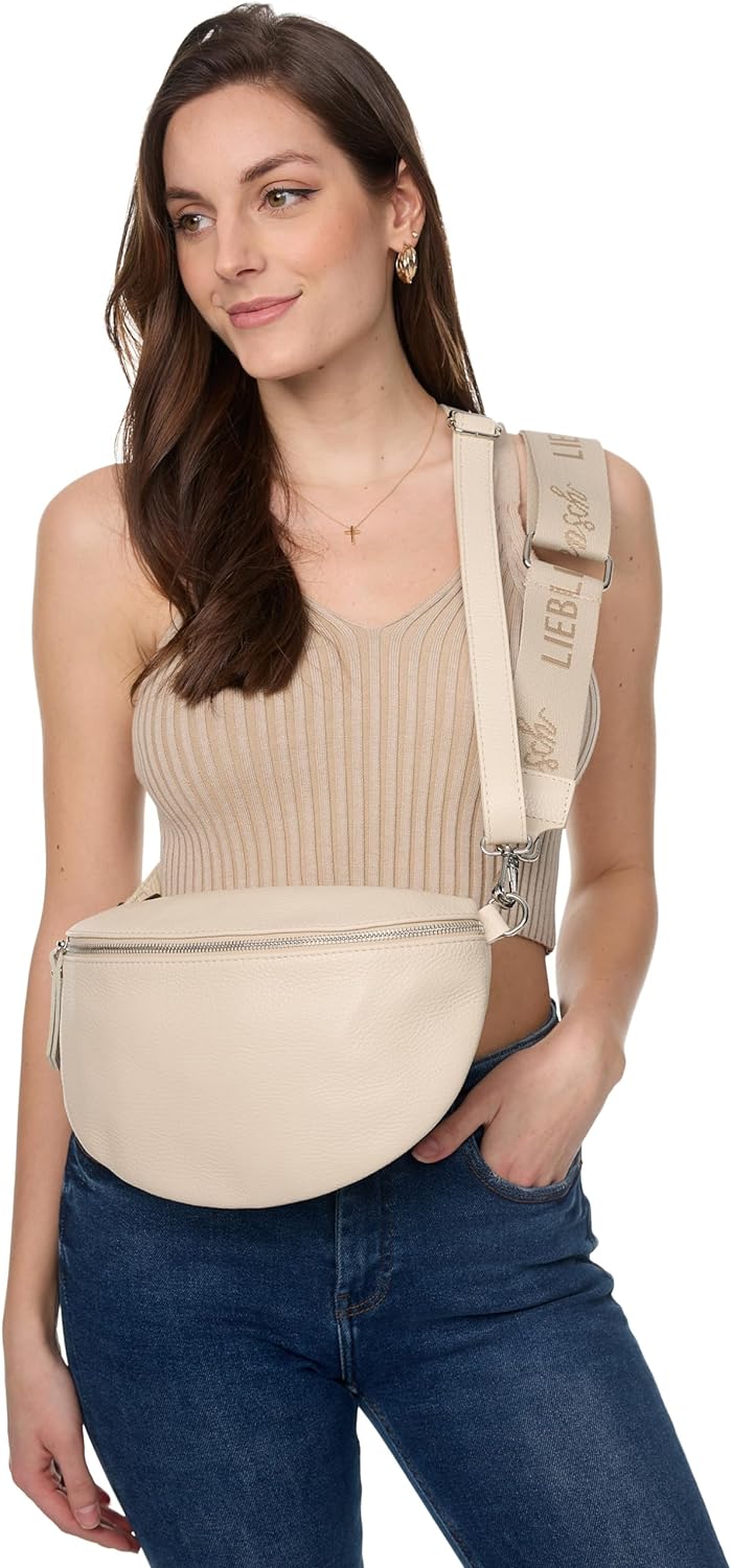 Frentree® Damen Echtleder Umhängetasche, Made in Italy, Crossbody Tasche Schultertasche mit silberne