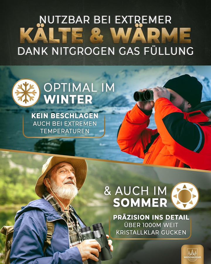 Weidenberger Fernglas 12x42, [TESTSIEGER] Magnesium Fernglas mit Nitrogenfüllung und wasserdicht, Fe