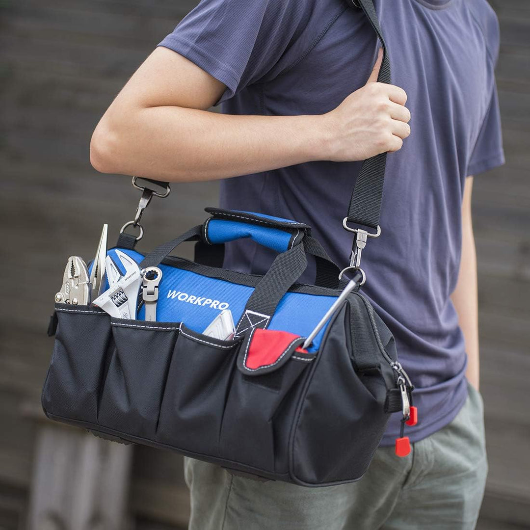 WORKPRO Werkzeugtasche Elektriker, Wasserdichte Werkzeugtasche Profi, weite Öffnung & grosse Kapazit