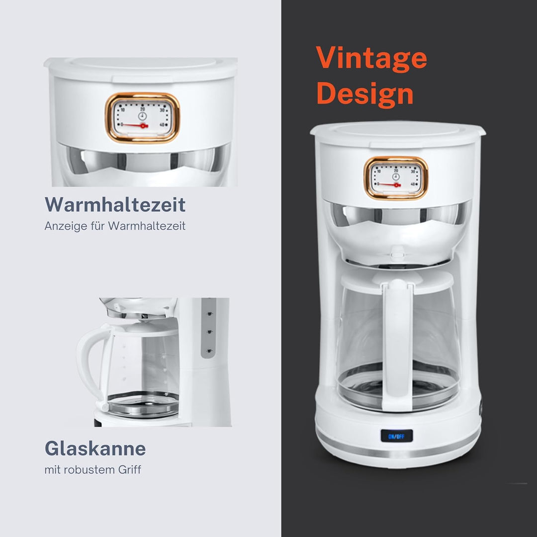 MUSE Kaffeeautomat MS-220 W | mit Glaskanne, analoge Anzeige für Warmhaltung, 10 Tassen Fassungsverm