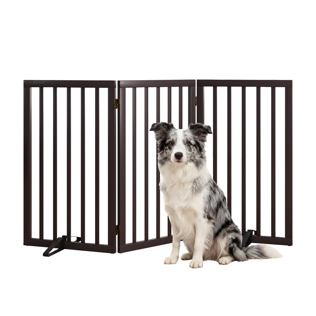 Semiocthome Absperrgitter für Hunde, 3-Panel Hundegitter, ausgestattet mit 2 Metallstützen, 82 cm ho