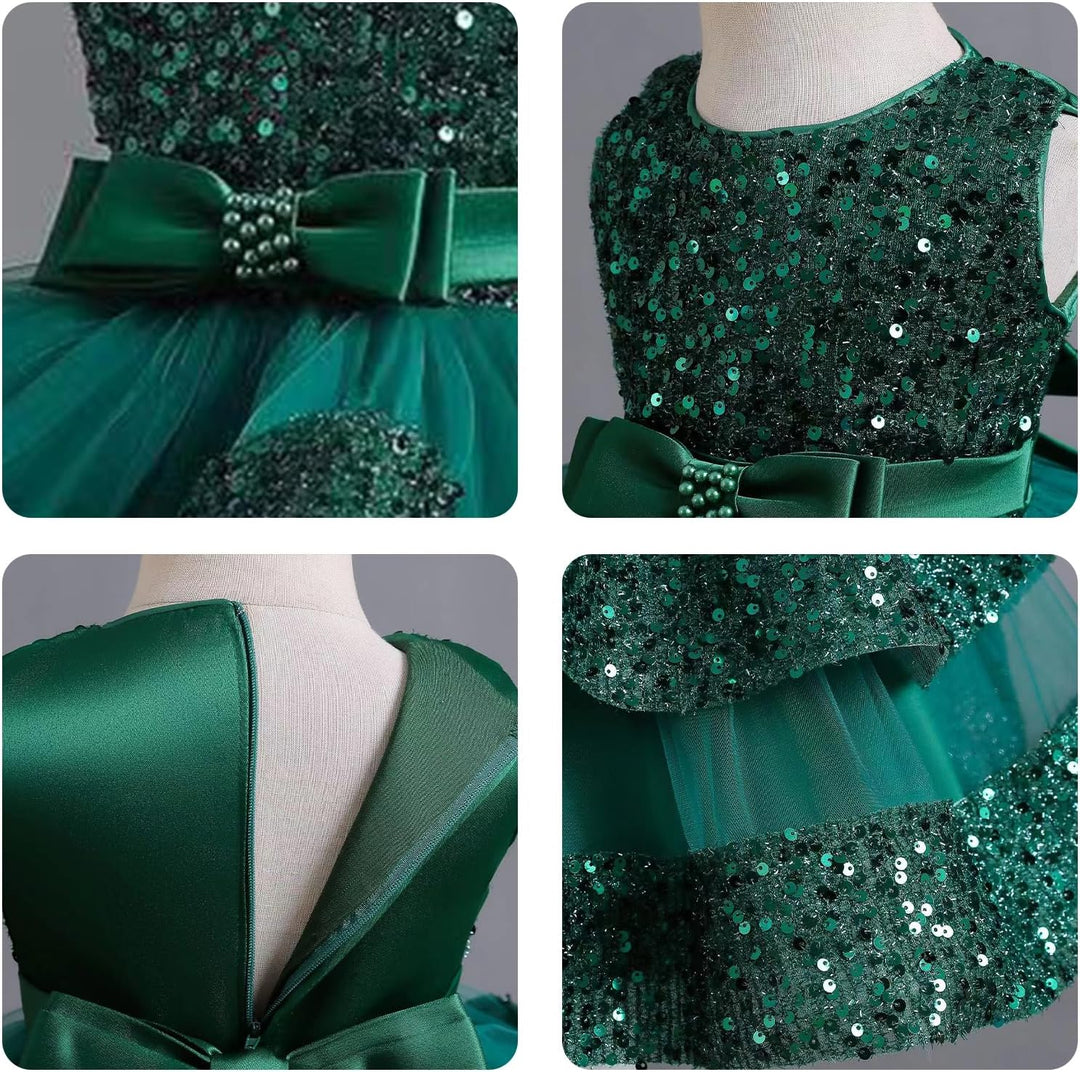 Miipat Baby Mädchen Kleid Prinzessin Tüll Pailletten Partykleid Ärmellos Tutu Blumenmädchenkleider f