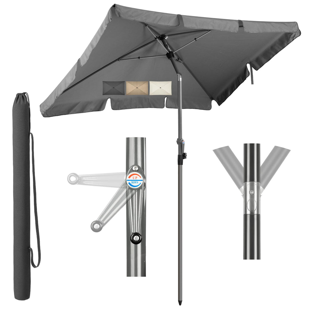 Menz SunnyShade Balkonschirm Roma mit Schutzhülle, Anthrazit, Sonnenschirm Balkon 200x125 cm, Sonnen