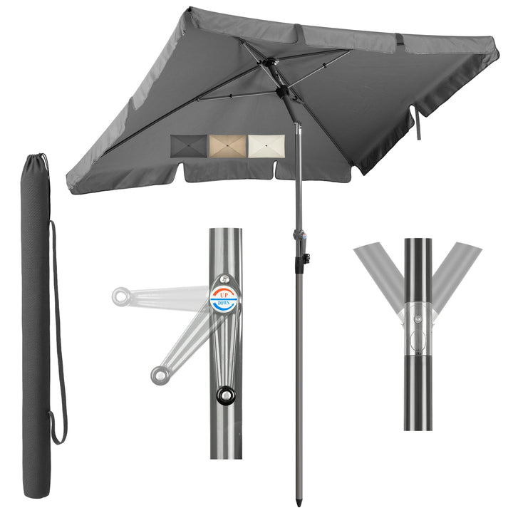 Menz SunnyShade Balkonschirm Roma mit Schutzhülle, Anthrazit, Sonnenschirm Balkon 200x125 cm, Sonnen