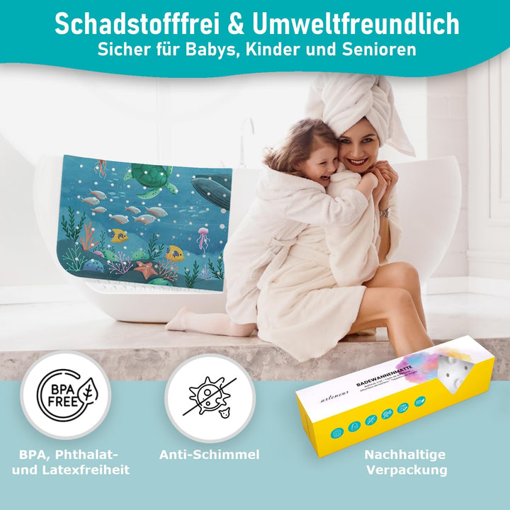 arteneur® - Badewannenmatte 100x40 cm Unterwasser | Badematte rutschfest | Inkl. Aufhängung | Schimm