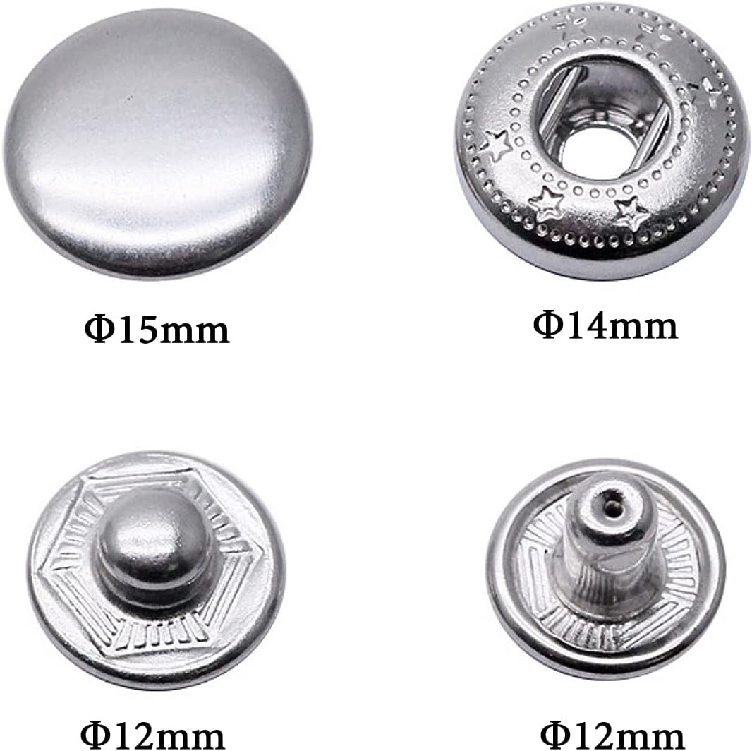 Anorak Druckknöpfe Φ15mm 80set Schwarz Kleidung Druckknöpfe für Lederhandwerksjacke Handtasche Brief