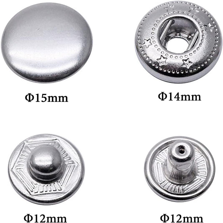 Anorak Druckknöpfe Φ15mm 80set Schwarz Kleidung Druckknöpfe für Lederhandwerksjacke Handtasche Brief