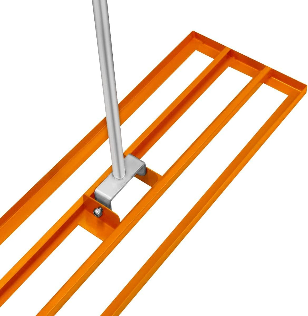 Rasenrakel 100cm x 32cm Levelingrake Rasen Rake Rakel zum Sanden Stahl Orange Flächenebener Verzinkt