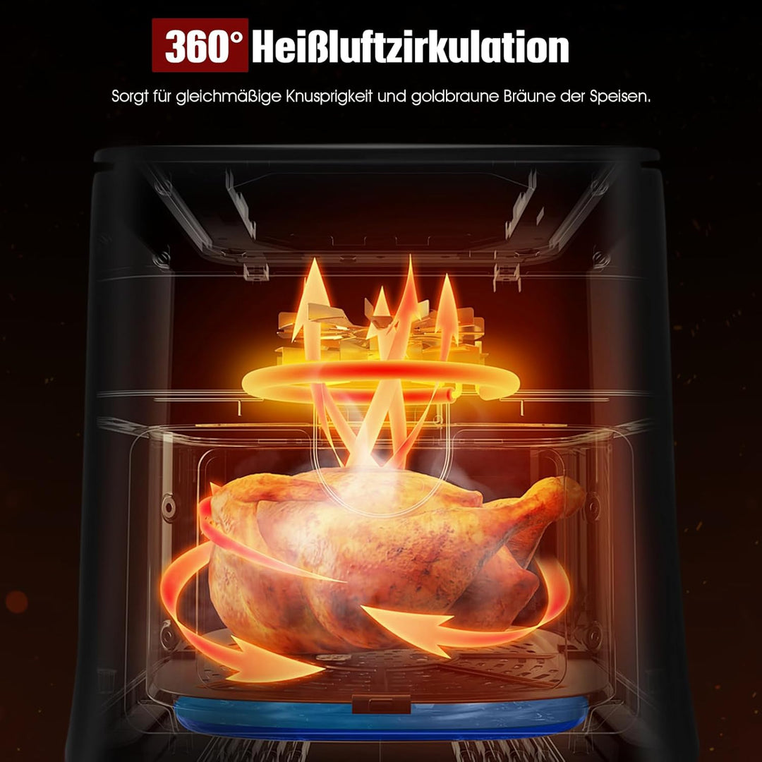 4L Heissluftfritteuse, mit Manueller Drehtaste, Spülmaschinenfest, Gesundes Kochen Ohne Öl und mit W
