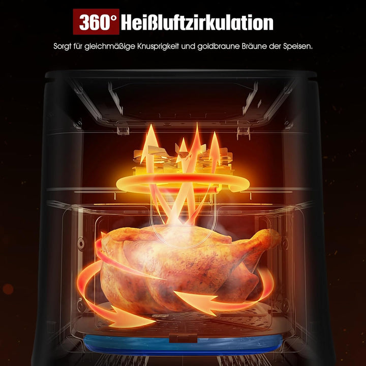 4L Heissluftfritteuse, mit Manueller Drehtaste, Spülmaschinenfest, Gesundes Kochen Ohne Öl und mit W