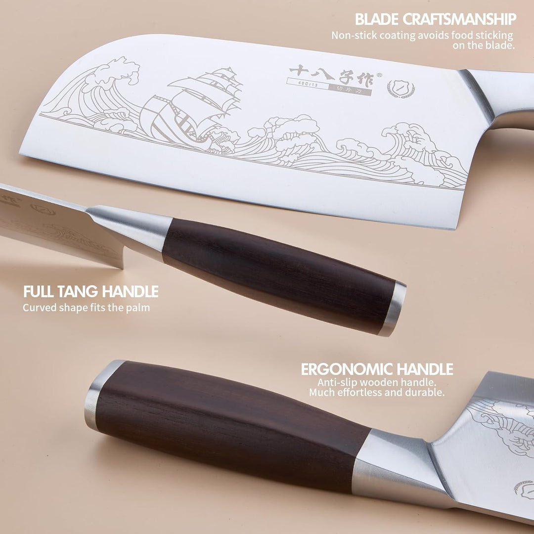 SHI BA ZI ZUO Küchenmesser Set, Chinesisches Kochmesser und Kochmesser Silber-yzh008, Silber-yzh008