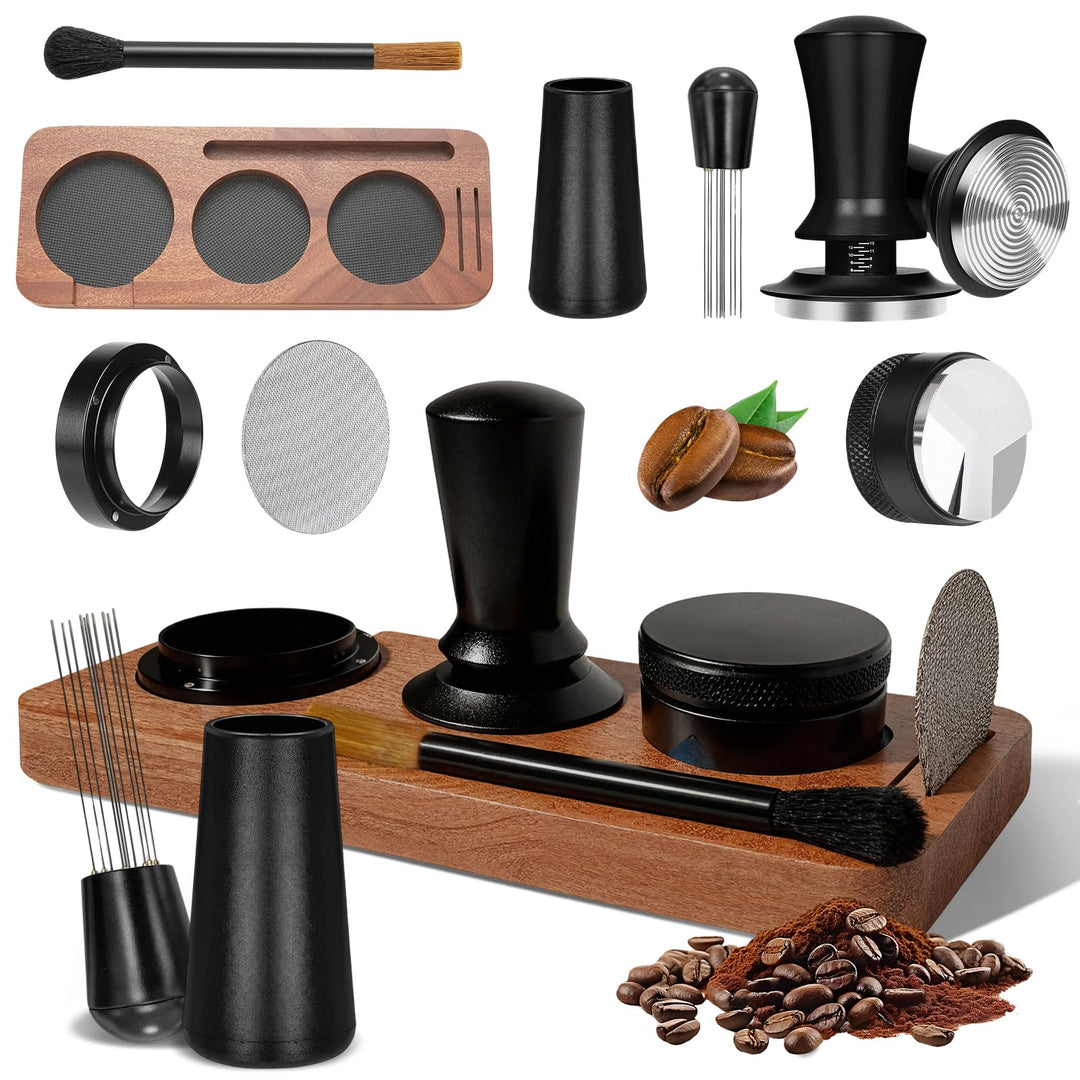 51mm Espresso Zubehör 7tlg. Set inkl. WDT Tool 51mm, Tamper, Distributor, Dosierring & Tamperstation