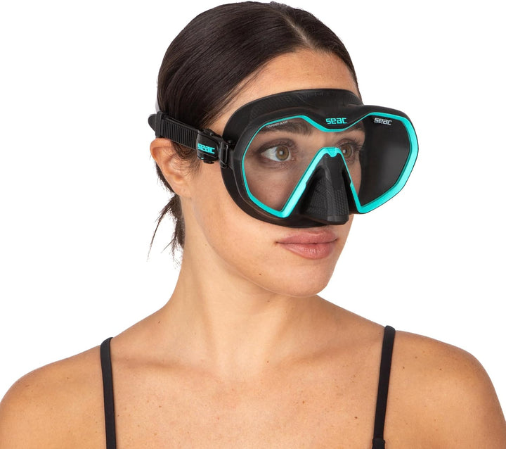Seac Icona, rahmenlose Einglas-Tauchmaske, 100% Made in Italy schwarz/tiffany, schwarz/tiffany