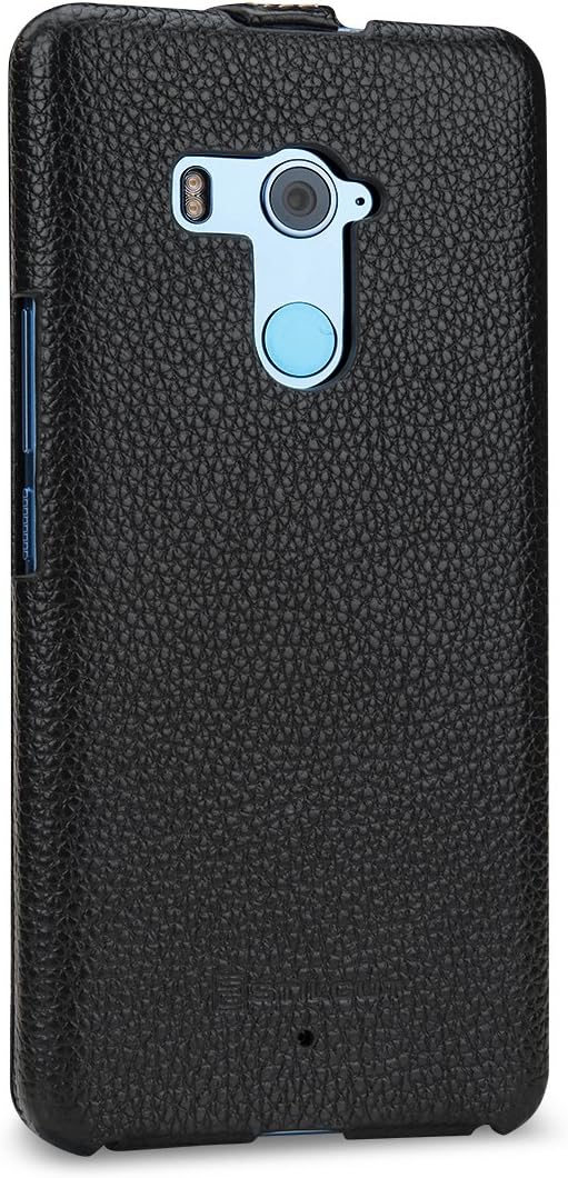 STILGUT UltraSlim Case Hülle Leder-Tasche für HTC U11+ (U11 Plus). Dünnes Flip-Case vertikal klappba