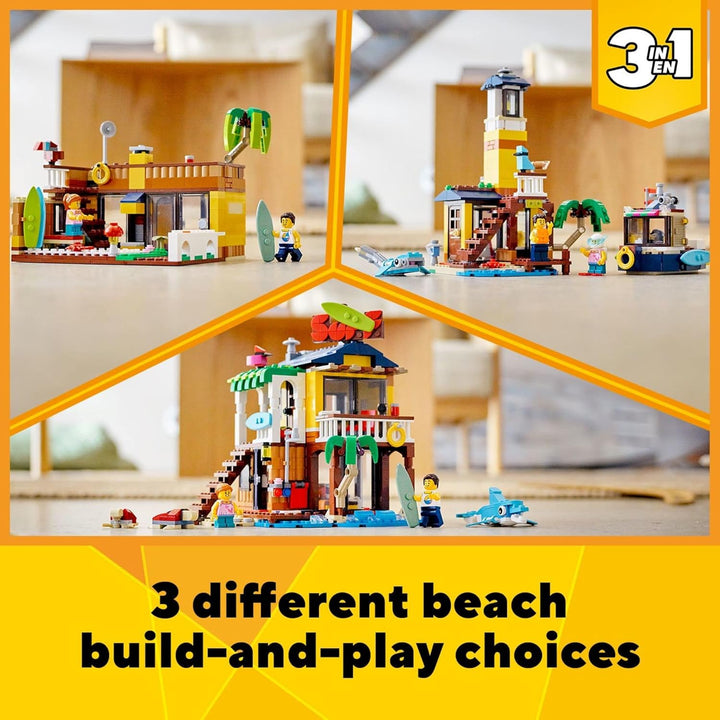 LEGO Creator 3in1 Surfer Beach House 31118 Building Kit Featuring Beach Hut and Animal Toys, New 202