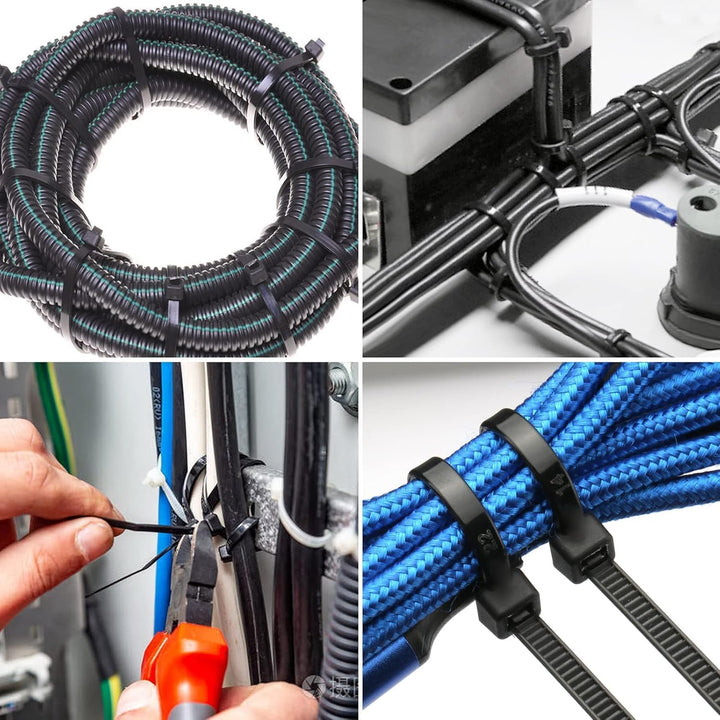 500 Stück Kabelbinder Schwarz 12in, 300mm x 4,8mm Nylonbinder, Cable Ties Zugfestigkeit mit 22 kg, U