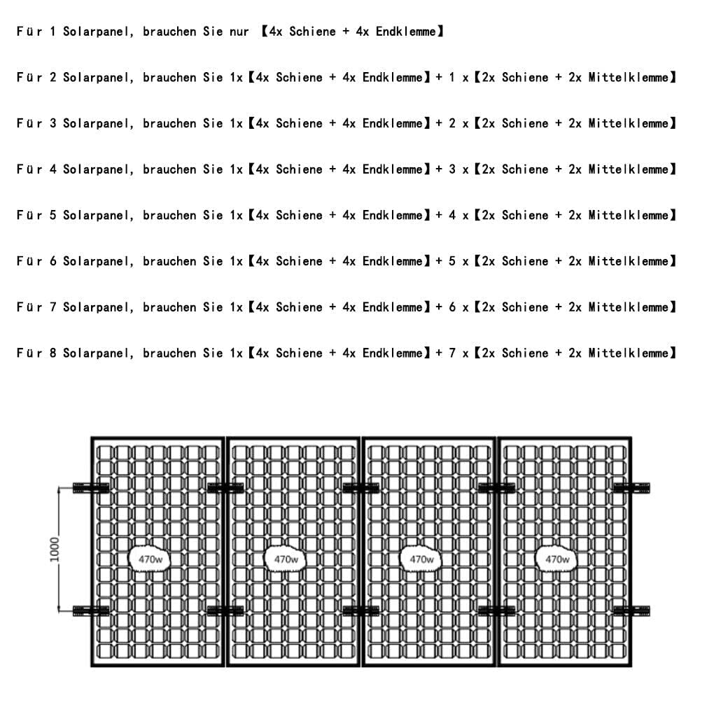 Warmfay Photovoltaik Halterung Befestigungssystem, Dachhalterungen Solarmodule Aluprofil 300MM Monta