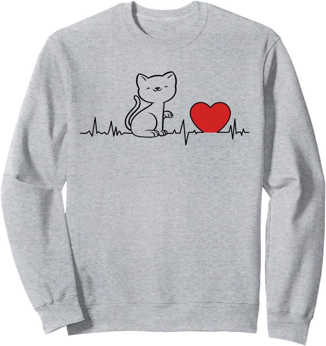 Katzen Heartbeat - Katze Herzschlag Sweatshirt